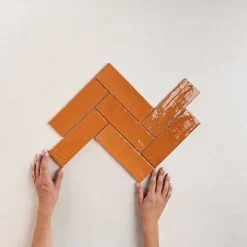 Gioia Materia Faïence Pour Douche|Faïence Pour Cuisine<Carrelage Effet Zellige Orange LA RIVIERA 6,5x20 Ginger - Les Carreaux de Jean