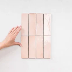 Gioia Materia Carrelage Effet Zellige Rose COLO Gloss 5x15 pink - Les Carreaux de Jean- Faïence Pour Pièce À Vivre|Faïence Pour Salle De Bains