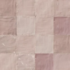 Ro'Ma Carrelage Carrelage effet Zellige Rose 10x10x0,85 cm Brillant Orisel - Mur intérieur -- Carrelage Mural Pour Douche|Carrelage Mural Uni
