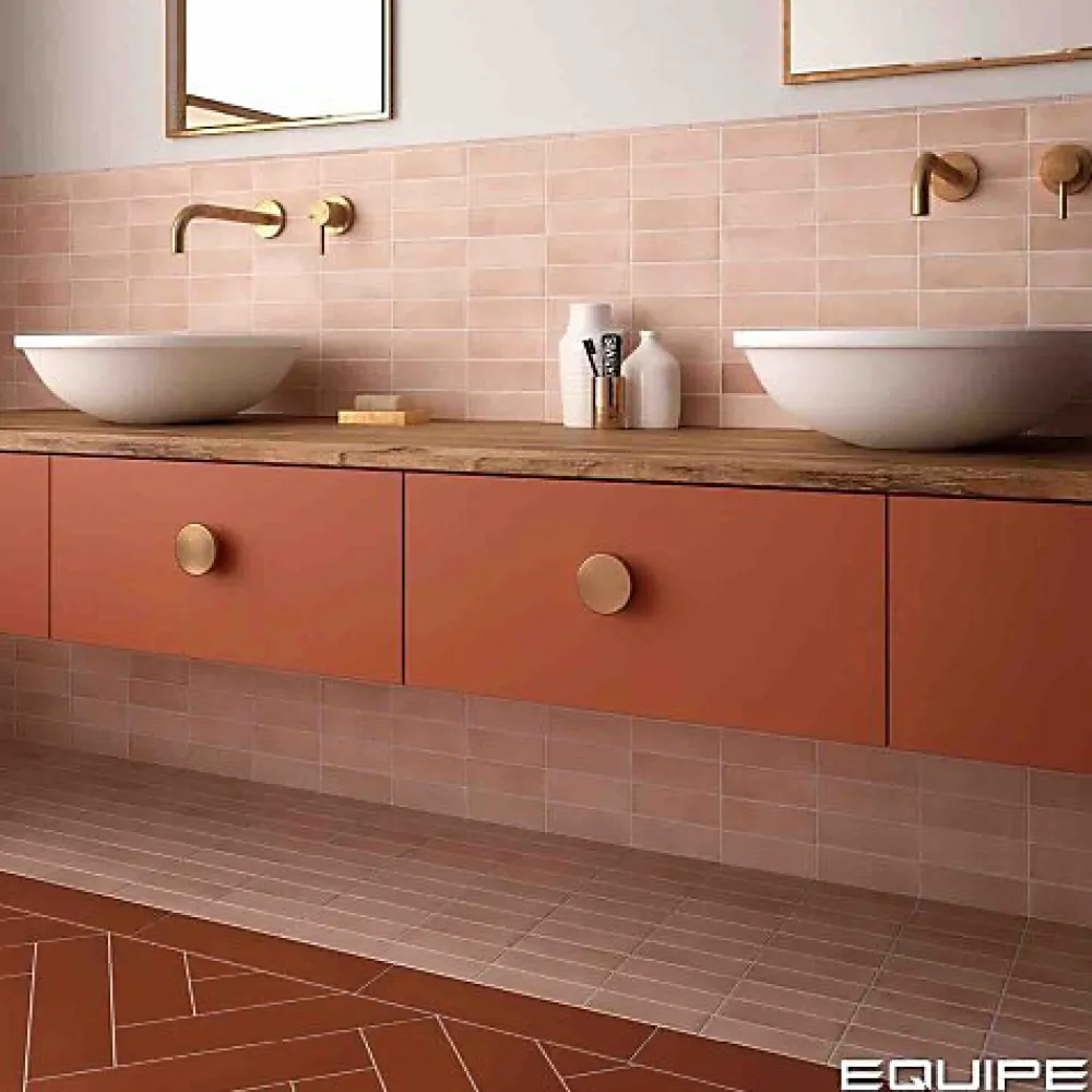 Gioia Materia Carrelage Effet Zellige Rose COLO Matt 5x15 pink - Les Carreaux de Jean- Faïence Pour Salle De Bains