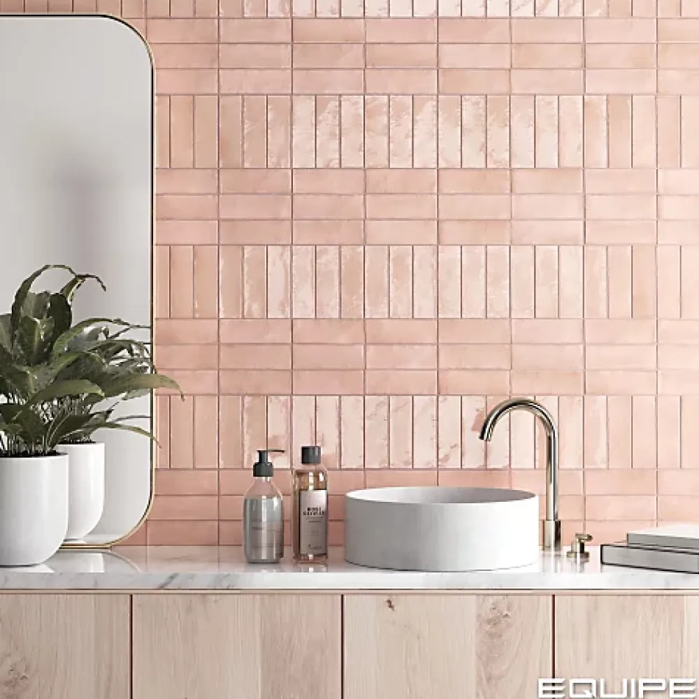 Gioia Materia Carrelage Effet Zellige Rose COLO Matt 5x15 pink - Les Carreaux de Jean- Faïence Pour Salle De Bains