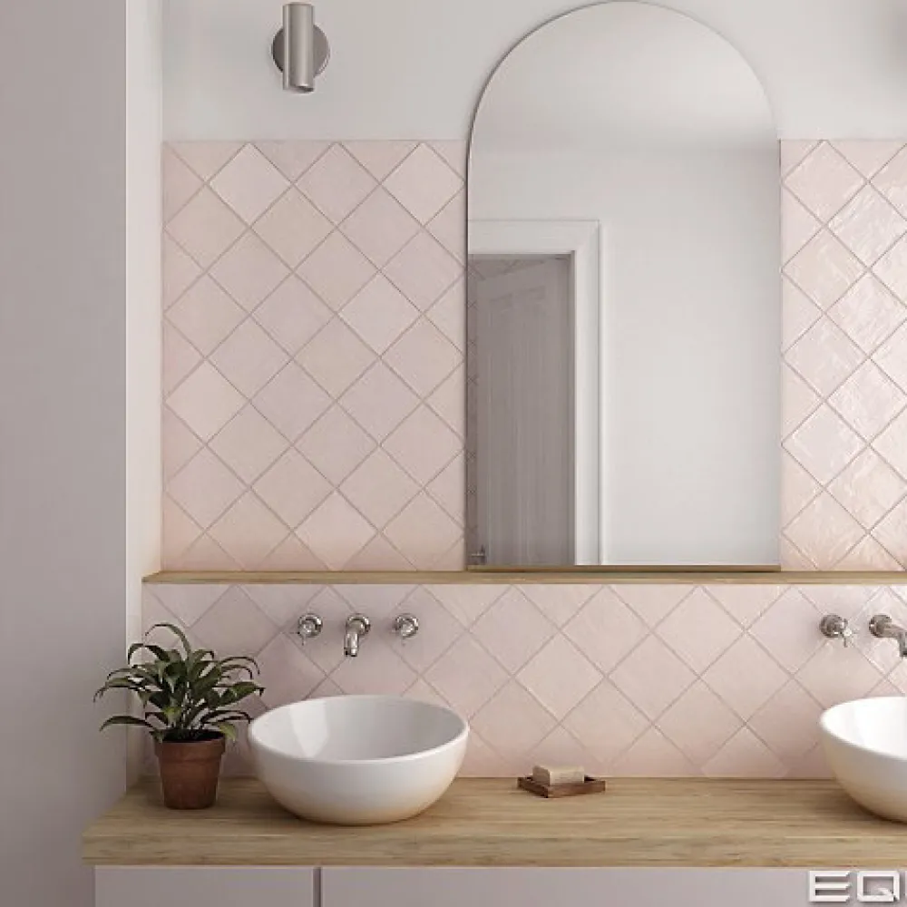 Gioia Materia Faïence Pour Cuisine<Carrelage Effet Zellige Rose LA RIVIERA 13,2x13,2 Rose - Les Carreaux de Jean