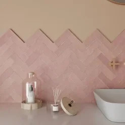 Les Carreaux De Jean  Carrelage Effet Zellige Rose NOLITA Rosa 6,5x20 - Les Carreaux de Jean- Faïence Pour Douche|Faïence Pour Cuisine