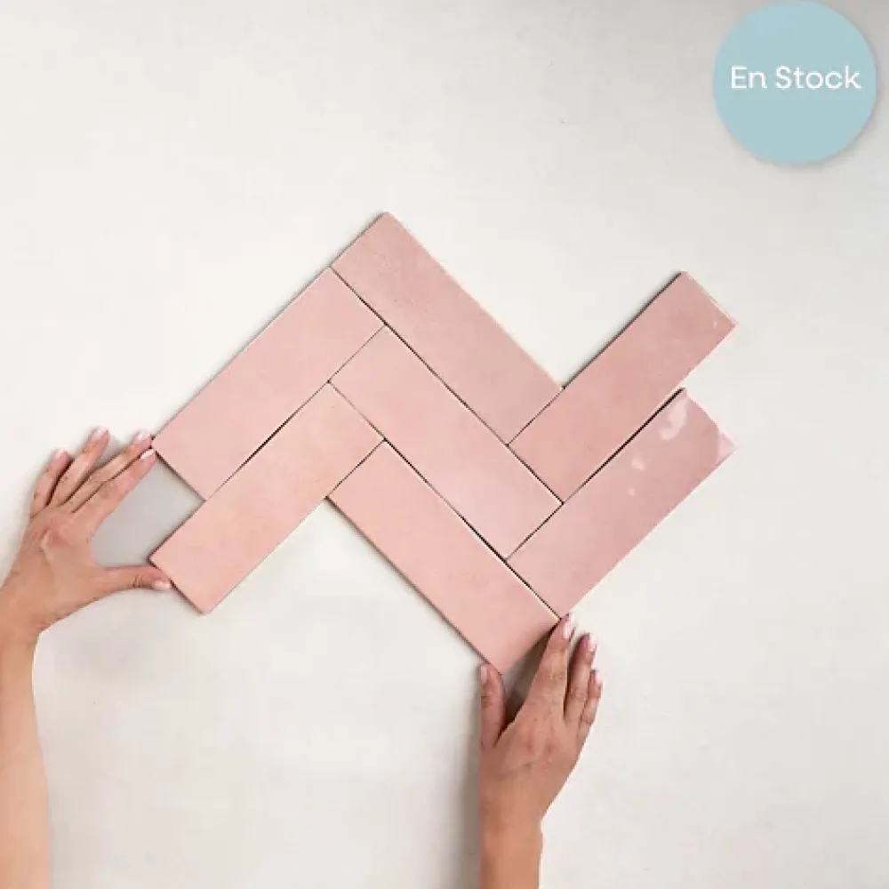 Les Carreaux De Jean Carrelage Effet Zellige Rose NOLITA Rosa 6,5x20 - Les Carreaux de Jean- Faïence Pour Douche|Faïence Pour Cuisine