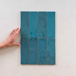 Gioia Materia Faïence Pour Cuisine<Carrelage Effet Zellige Turquoise LA RIVIERA 6,5x20 Quetzal - Les Carreaux de Jean