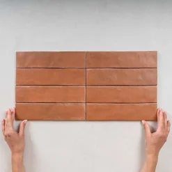 Gioia Materia Carrelage Effet Zellige Terracotta ARGILE 6x24,6 Cotto - Les Carreaux de Jean- Faïence Pour Cuisine|Faïence Pour Douche