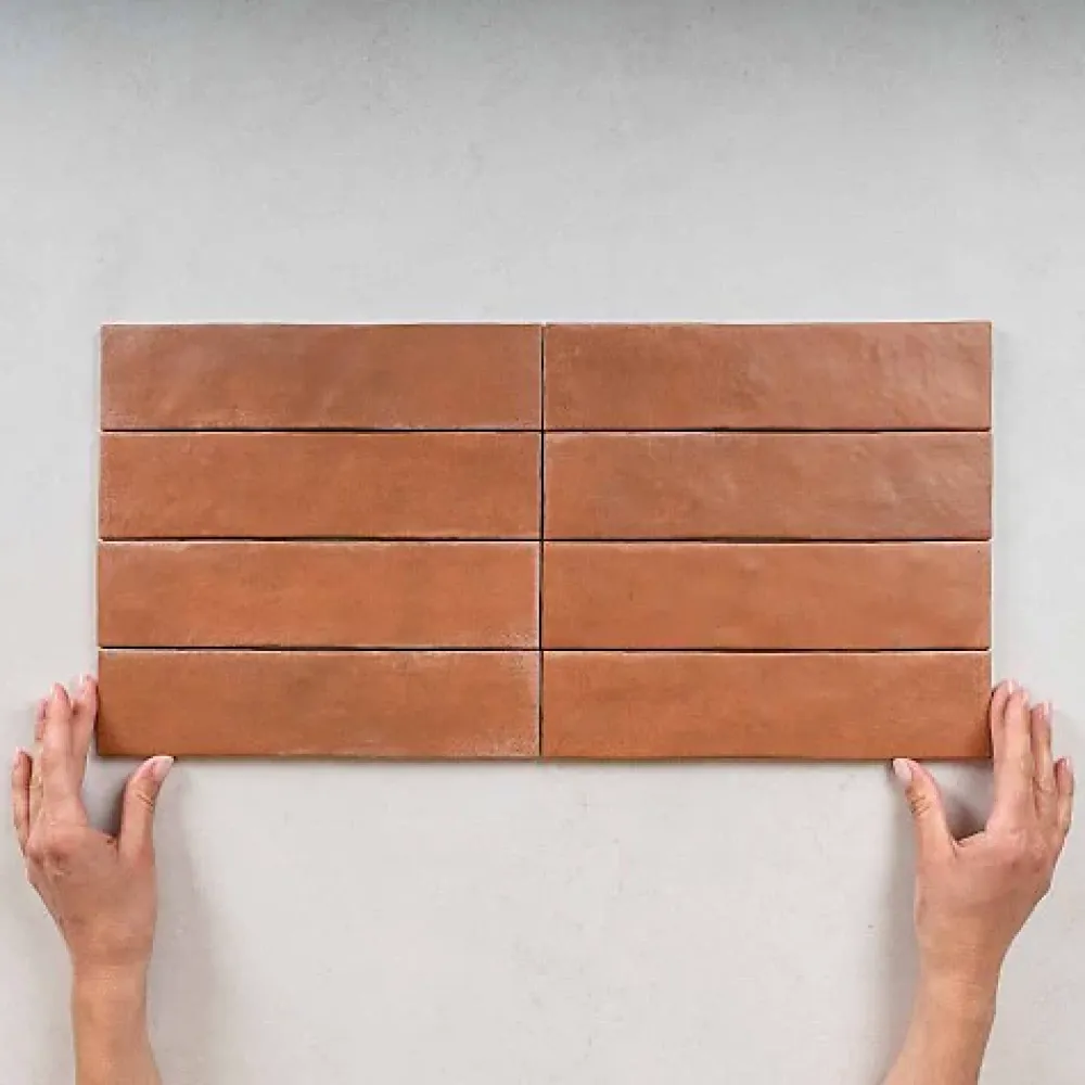 Gioia Materia Carrelage Effet Zellige Terracotta ARGILE 6x24,6 Cotto - Les Carreaux de Jean- Faïence Pour Cuisine|Faïence Pour Douche