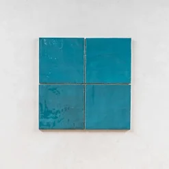 Gioia Materia Carrelage Effet Zellige Turquoise LA RIVIERA 13,2x13,2 Quetzal - Les Carreaux de Jean- Faïence Pour Salle De Bains