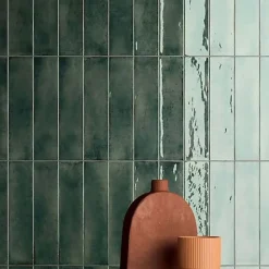 Les Carreaux De Jean  Carrelage Effet Zellige Vert FUSION Smeraldo 6x25cm - Les Carreaux de Jean- Faïence Pour Salle De Bains