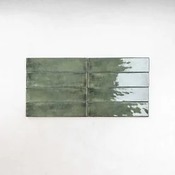 Les Carreaux De Jean  Carrelage Effet Zellige Vert FUSION Smeraldo 6x25cm - Les Carreaux de Jean- Faïence Pour Salle De Bains