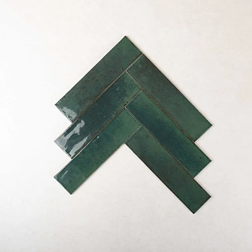 Les Carreaux De Jean Faïence Pour Pièce À Vivre|Faïence Pour Cuisine<Carrelage Effet Zellige Vert Émeraude AGADIR - Selva 7x28 - Les Carreaux de Jean