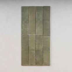 Gioia Materia Carrelage Effet Zellige Vert ARGILE 6x24,6 Khaki - Les Carreaux de Jean- Faïence Pour Douche