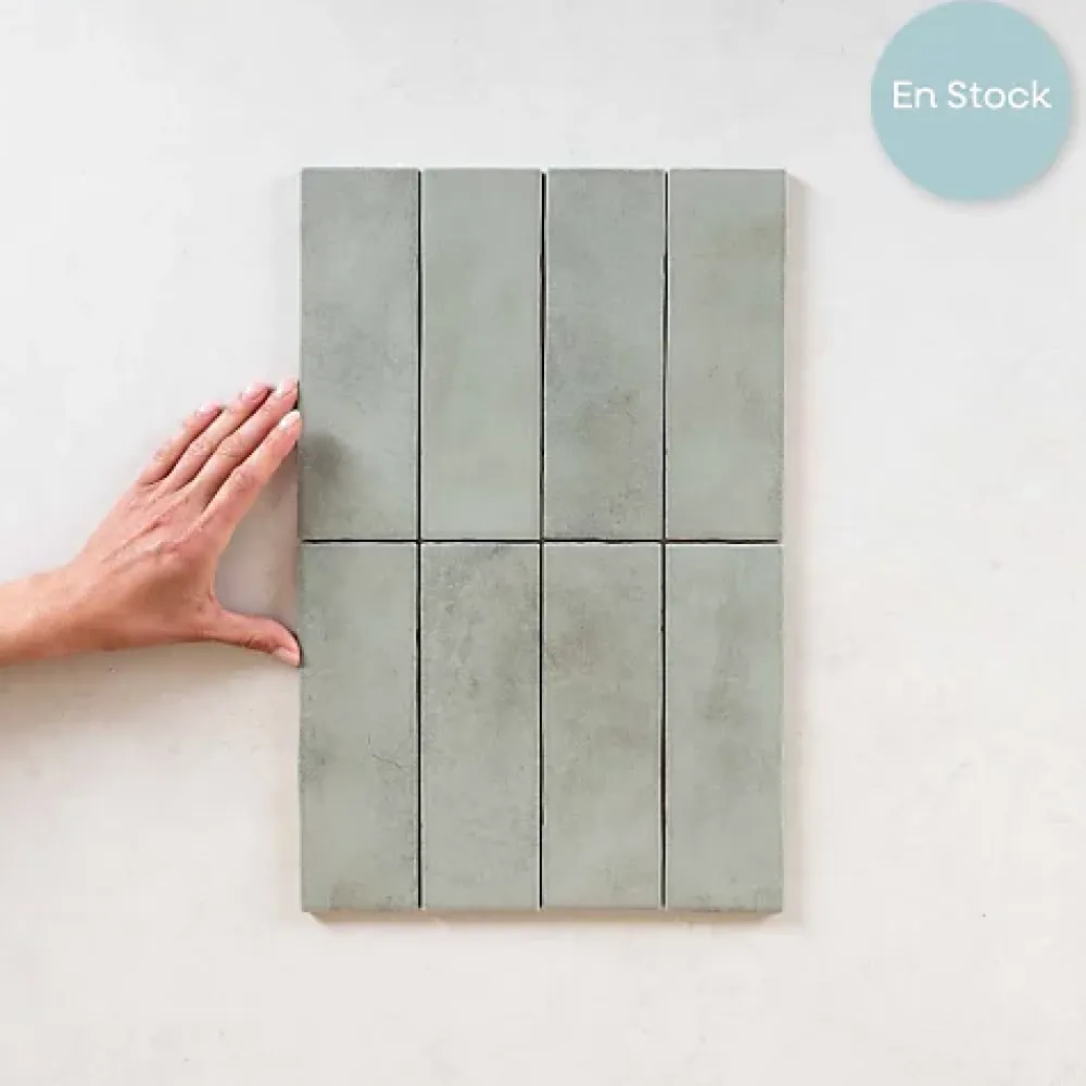 Les Carreaux De Jean Carrelage Effet Zellige Vert Sauge MITTE Verde 6,5x20 - Les Carreaux de Jean- Faïence Pour Cuisine|Faïence Pour Douche