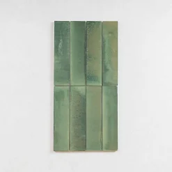 Les Carreaux De Jean  Carrelage Effet Zellige Vert TANGER 6x24 Forest - Les Carreaux de Jean- Faïence Pour Pièce À Vivre|Faïence Pour Douche