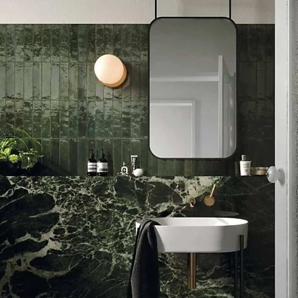 Les Carreaux De Jean Faïence Pour Salle De Bains<Carrelage Effet Zellige Vert Émeraude TANGER 6x24 Green - Les Carreaux de Jean