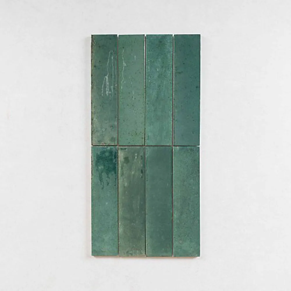 Les Carreaux De Jean Faïence Pour Salle De Bains<Carrelage Effet Zellige Vert Émeraude TANGER 6x24 Green - Les Carreaux de Jean