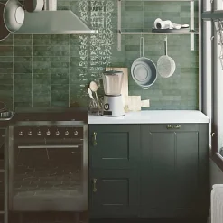 Les Carreaux De Jean  Carrelage Effet Zellige Vert NOLITA Verde 6,5x20 - Les Carreaux de Jean- Faïence Pour Cuisine|Faïence Pour Salle De Bains