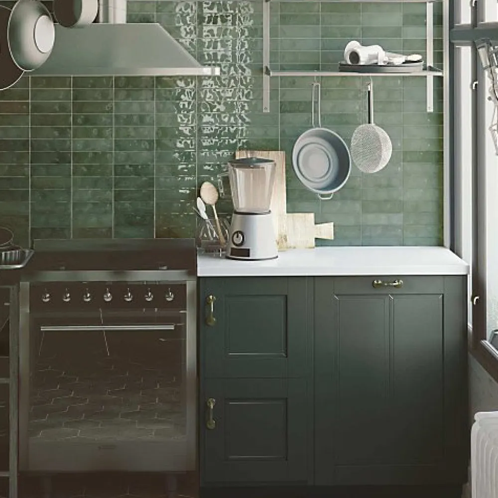 Les Carreaux De Jean Carrelage Effet Zellige Vert NOLITA Verde 6,5x20 - Les Carreaux de Jean- Faïence Pour Cuisine|Faïence Pour Salle De Bains