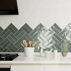 Les Carreaux De Jean  Carrelage Effet Zellige Vert NOLITA Verde 6,5x20 - Les Carreaux de Jean- Faïence Pour Cuisine|Faïence Pour Salle De Bains