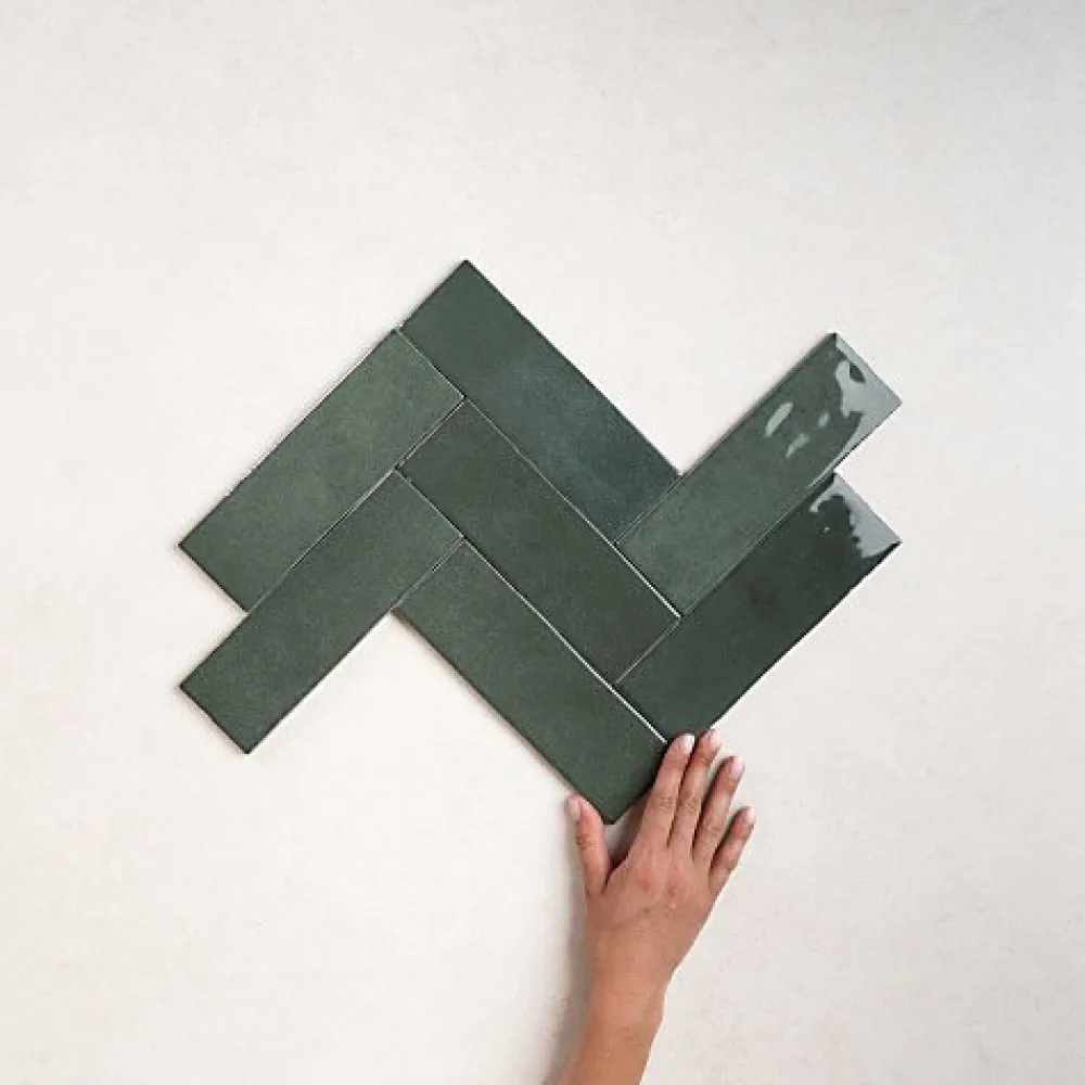 Les Carreaux De Jean Carrelage Effet Zellige Vert NOLITA Verde 6,5x20 - Les Carreaux de Jean- Faïence Pour Cuisine|Faïence Pour Salle De Bains
