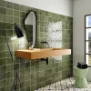 Gioia Materia Carrelage Effet Zellige Vert LA RIVIERA 13,2x13,2 Botanical Green - Les Carreaux de Jean- Faïence Pour Salle De Bains