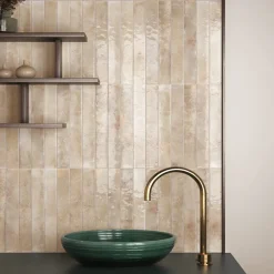 Concept Mosaïque Faïence Unie|Faïence Pour Wc<carrelage effet zellige 5x40 cm BALI ALMOND