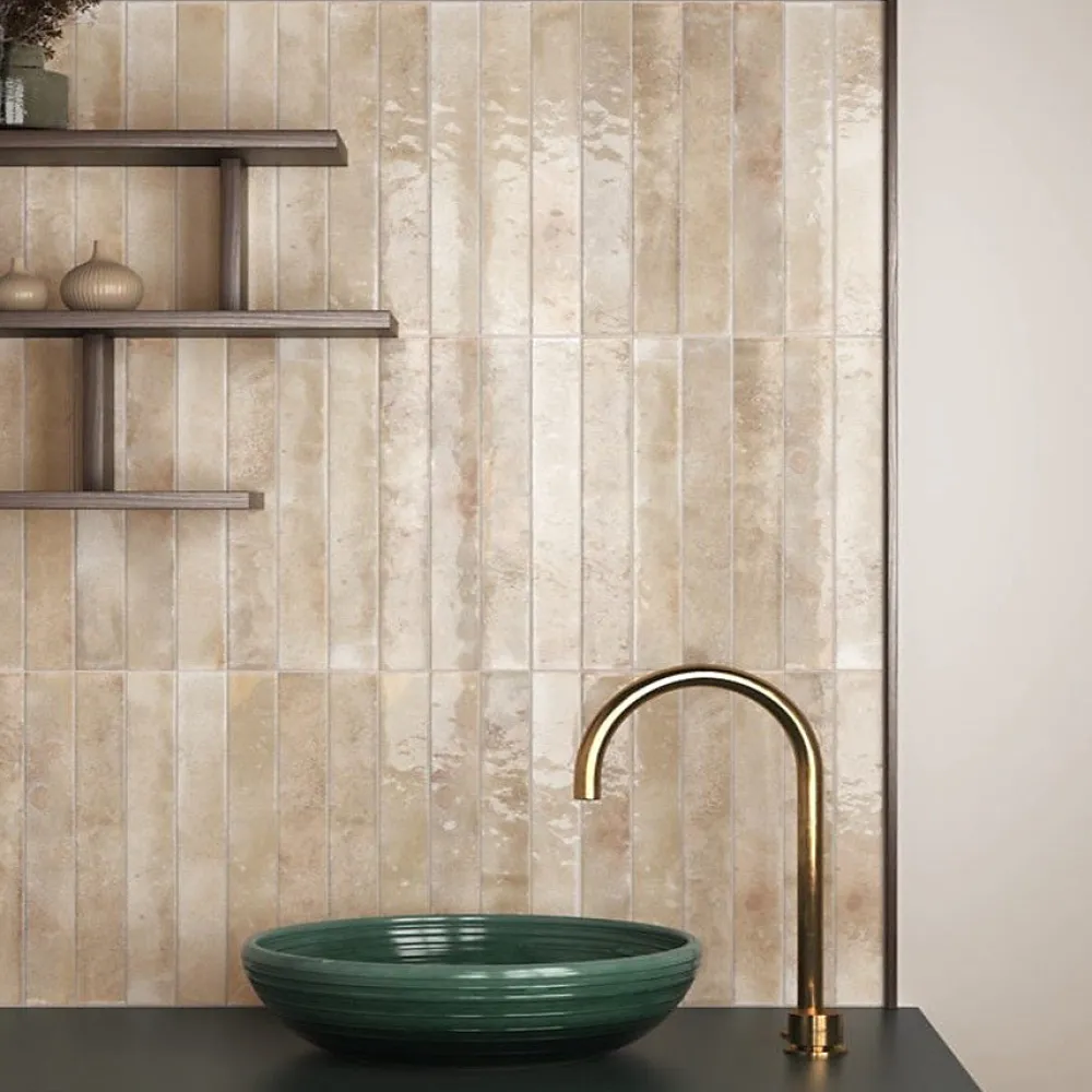 Concept Mosaïque Faïence Unie|Faïence Pour Wc<carrelage effet zellige 5x40 cm BALI ALMOND