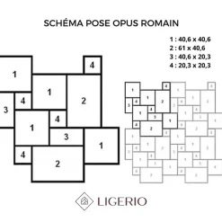 Ligerio Carrelage en travertin deuxième choix - Opus : 4 formats, 1,2 cm - Vendu en lot de 0.74 m²- Travertin