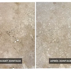 Ligerio Carrelage en travertin deuxième choix - Opus : 4 formats, 1,2 cm - Vendu en lot de 0.74 m²- Travertin