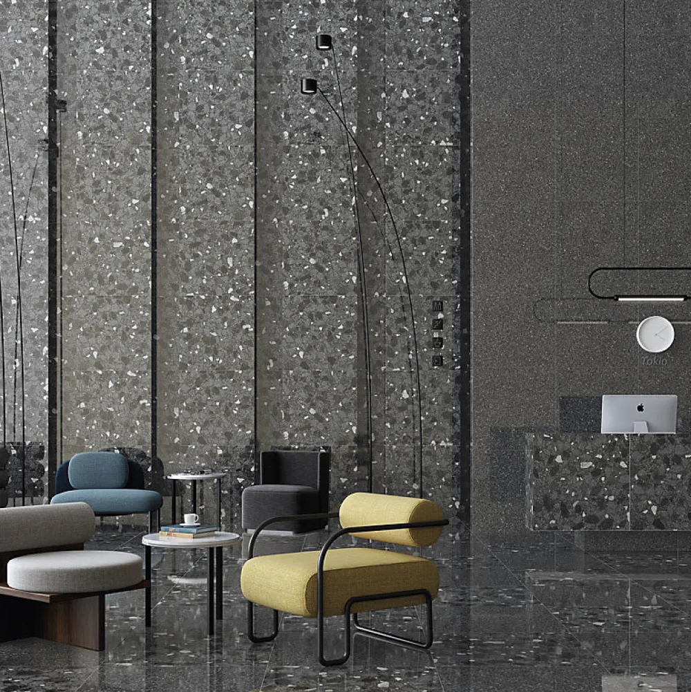 Aelle Carrelage Carrelage Extérieur Et Terrasse<Carrelage extérieur antidérapant effet terrazzo 80x80 cm NIZA-R Antideslizante Negro