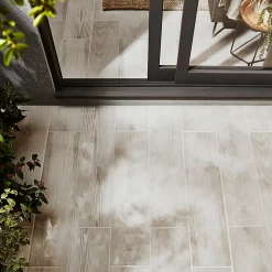 GoodHome Carrelage extérieur Pinewood blanc 20 x 80 cm- Carrelage Extérieur Et Terrasse