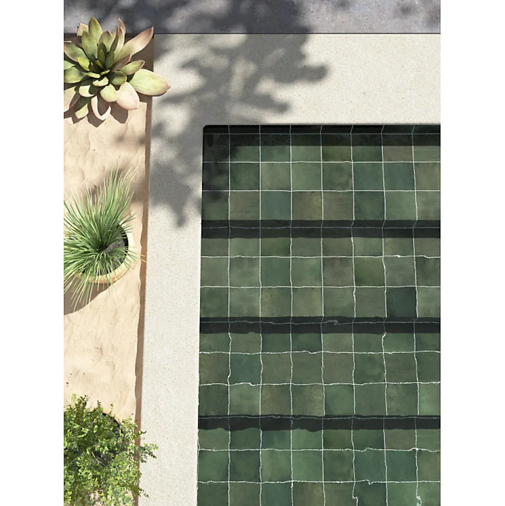 Aelle Carrelage Carrelage Extérieur Et Terrasse<Carrelage extérieur piscine carré vert brillant 15x15 cm SPA&POOLS MOSS GREEN