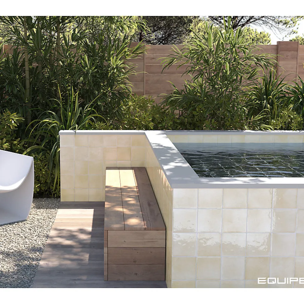 Aelle Carrelage Carrelage extérieur piscine carré beige brillant 15x15 cm SPA&POOLS CANVAS- Carrelage Extérieur Et Terrasse