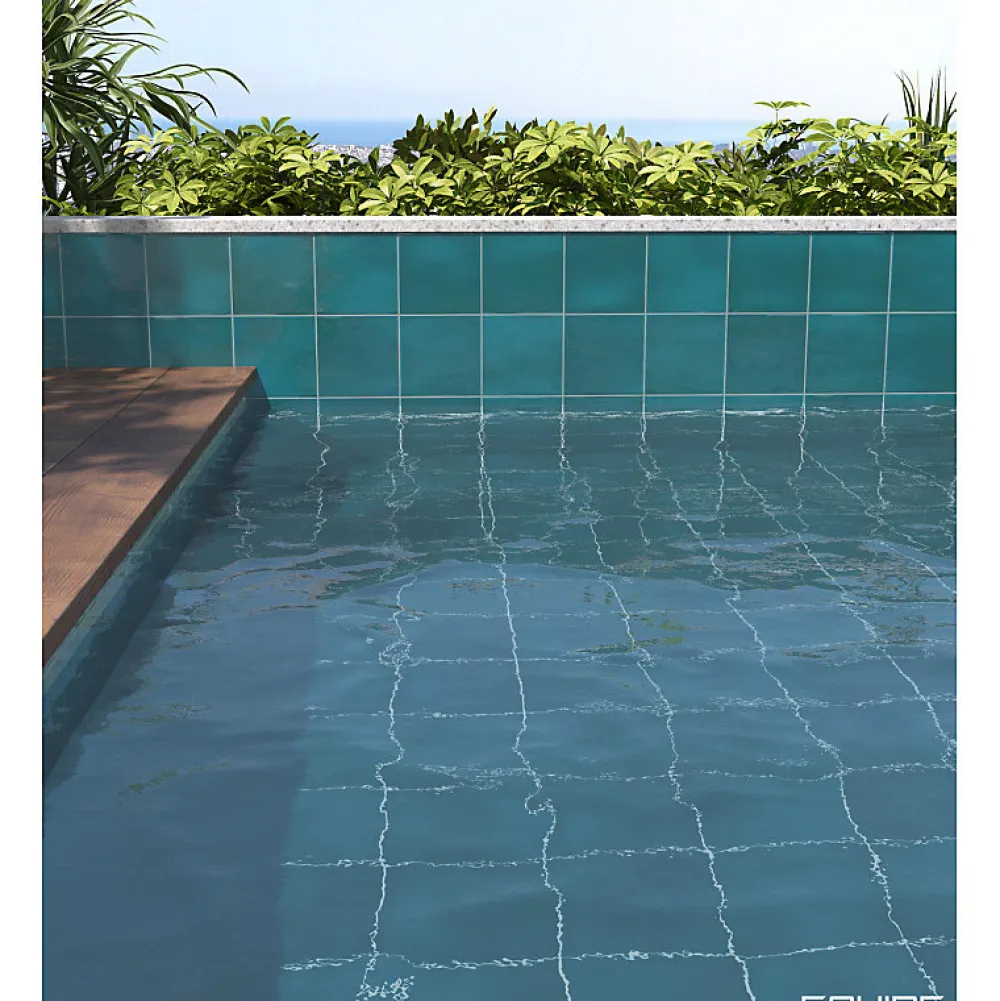 Aelle Carrelage Carrelage extérieur piscine carré bleu brillant 15x15 cm SPA&POOLS GLACIER- Carrelage Extérieur Et Terrasse