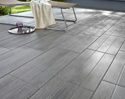 GoodHome Carrelage Extérieur Et Terrasse<Carrelage extérieur Stripe wood gris 30 x 60 cm