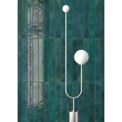 Aelle Carrelage Carrelage faïence mur bleu turqoise rectangulaire 5x40 cm BALI HESPER- Carrelage Sol Pour Salle De Bains