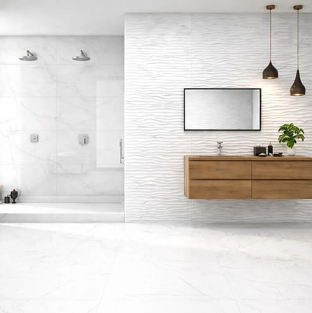 Aelle Carrelage Carrelage faience mural effet marbre blanc 30x90 cm brillante - MYK-MARMOL- Carrelage Sol Pour Salle De Bains|Carrelage Sol Effet Marbre
