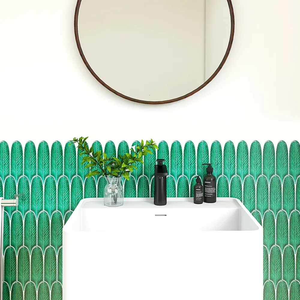 Carrelage Signature Mosaïque Pour Douche|Mosaïque<Carrelage feuilles longues vert uni 19,5x5,7 cm - prix à la piéce-