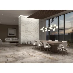 Gioia Materia Carrelage grès cérame effet marbre WILD FOREST 280x120cm Greige (gris/beige) - Brillant / Poli - boîte de 3.34 m2- Carrelage Sol Uni