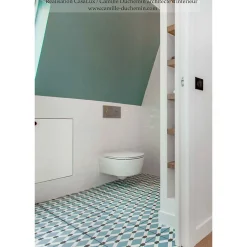 Gioia Materia Carrelage grès cérame effet carreau de ciment BARCELONA NIGHT 25x25cm 25x25 cm Bleu - Mat - boîte de 1.13 m2- Carrelage Sol Pour Salle De Bains