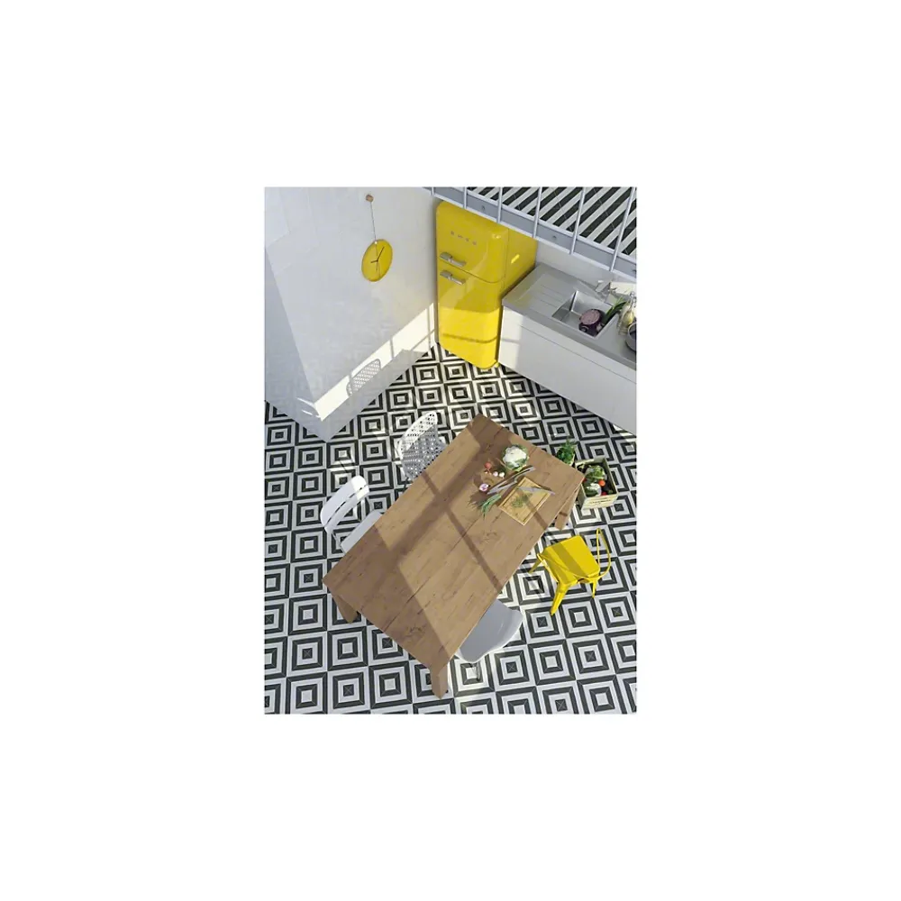 Gioia Materia Carrelage grès cérame effet carreau de ciment MAORI GOROKA 20x20 cm Noir - Mat - boîte de 1 m2- Carrelage Sol Uni