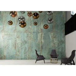 Gioia Materia Carrelage grès cérame effet métal ZINC 60x60 cm Vert - Naturel - boîte de 1.77 m2- Carrelage Sol Pour Wc