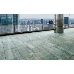 Gioia Materia Carrelage grès cérame effet métal ZINC 60x60 cm Vert - Naturel - boîte de 1.77 m2- Carrelage Sol Pour Wc