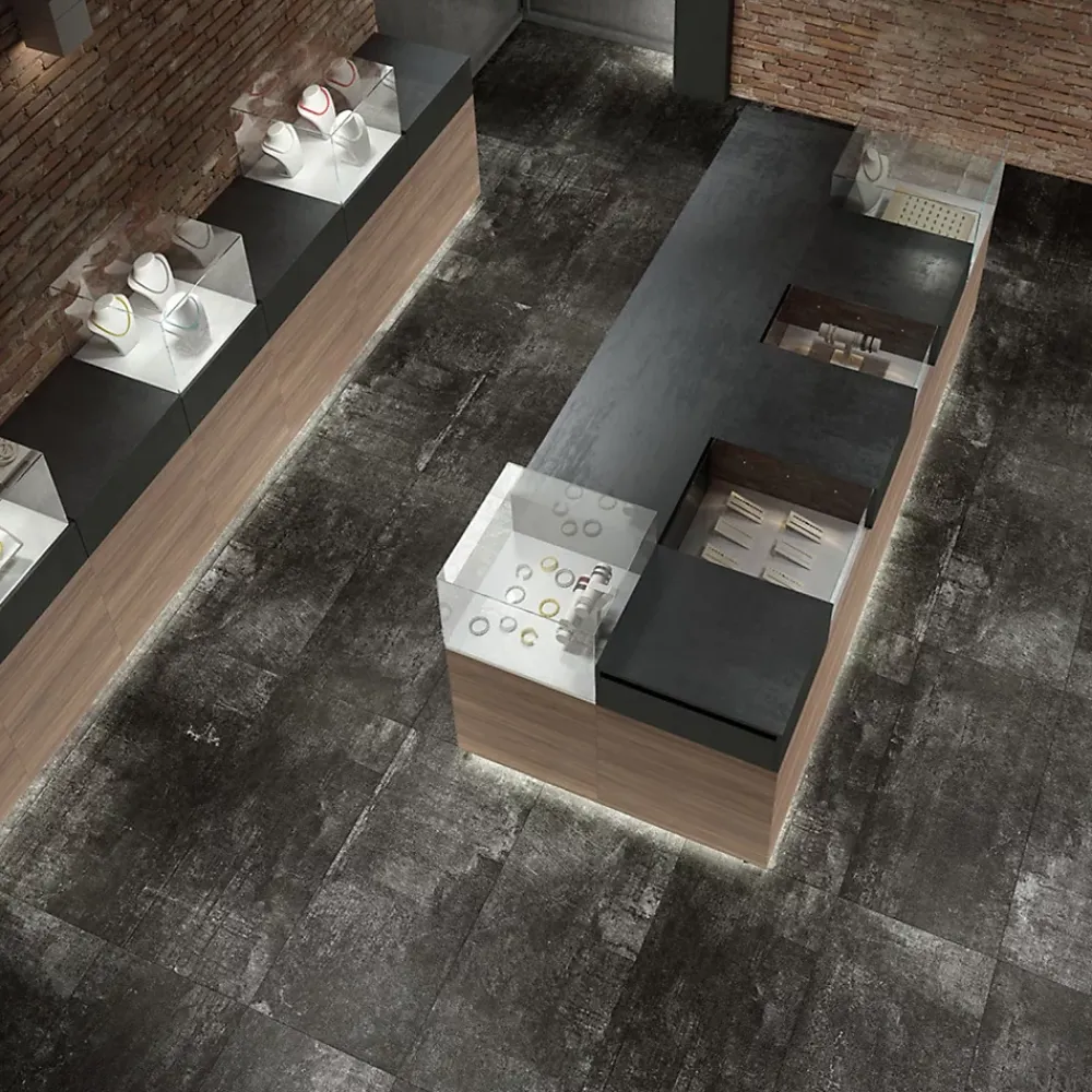 Gioia Materia Carrelage Sol Pour Wc<Carrelage grès cérame effet métal Alchemy 7.0 30x10 cm Noir - Martelé - boîte de 1.05 m2