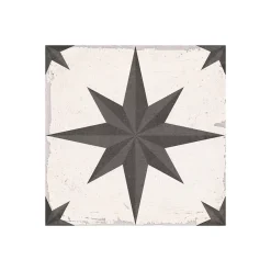 Gioia Materia Carrelage grès cérame effet carreau ciment vieilli CHEZ COCO SUN 25x25cm 25x25 cm Noir et Blanc - Mat - boîte de 1.13 m2- Carrelage Sol Pour Salle De Bains