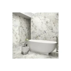 Gioia Materia Carrelage grès cérame effet marbre ALPES 280x120cm Blanc - Brillant / Poli - boîte de 3.36 m2- Carrelage Sol Uni