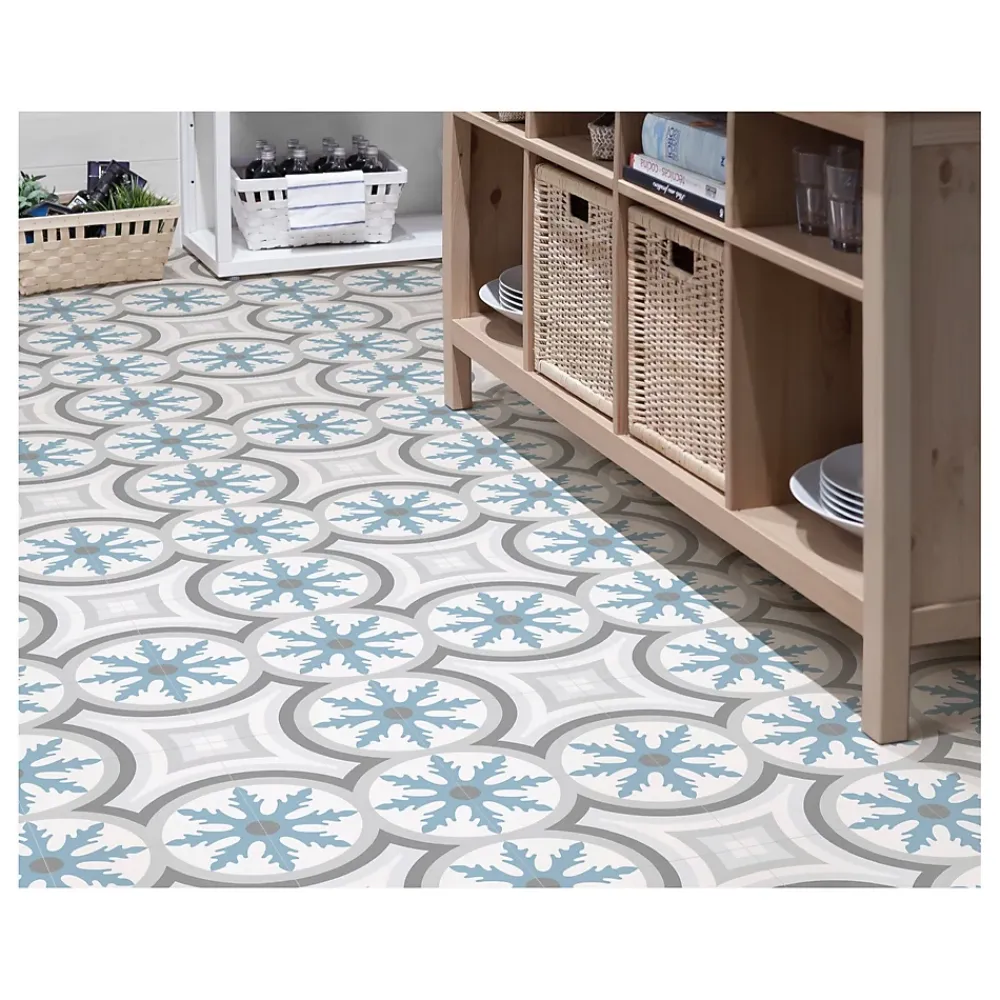 Gioia Materia Carrelage grès cérame effet carreau de ciment BARCELONA MAR 25x25cm 25x25 cm Bleu - Mat - boîte de 1.13 m2- Carrelage Sol Pour Wc
