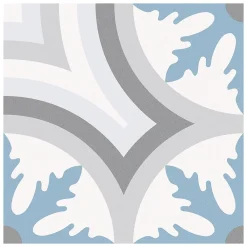 Gioia Materia Carrelage grès cérame effet carreau de ciment BARCELONA MAR 25x25cm 25x25 cm Bleu - Mat - boîte de 1.13 m2- Carrelage Sol Pour Wc