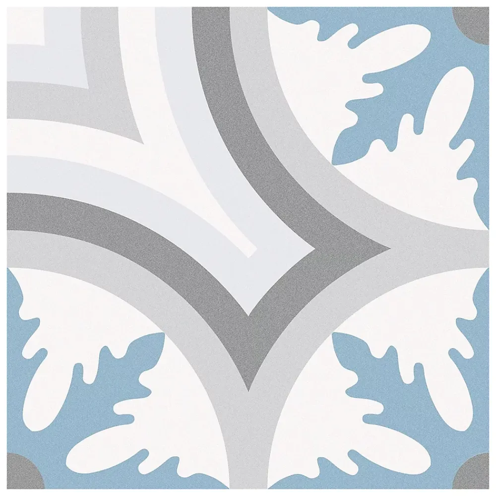 Gioia Materia Carrelage grès cérame effet carreau de ciment BARCELONA MAR 25x25cm 25x25 cm Bleu - Mat - boîte de 1.13 m2- Carrelage Sol Pour Wc