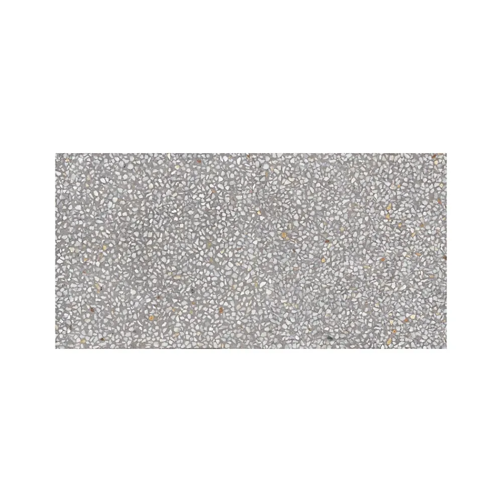 Gioia Materia Carrelage grès cérame effet terrazzo PORTOFINO 120x120 cm Gris Moyen - Mat - boîte de 1.44 m2- Carrelage Sol Pour Wc|Carrelage Sol Uni